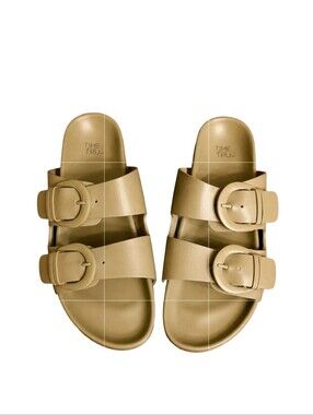 Time and Tru Sage Green Buckle Slide Sandals Size 8 NWOT